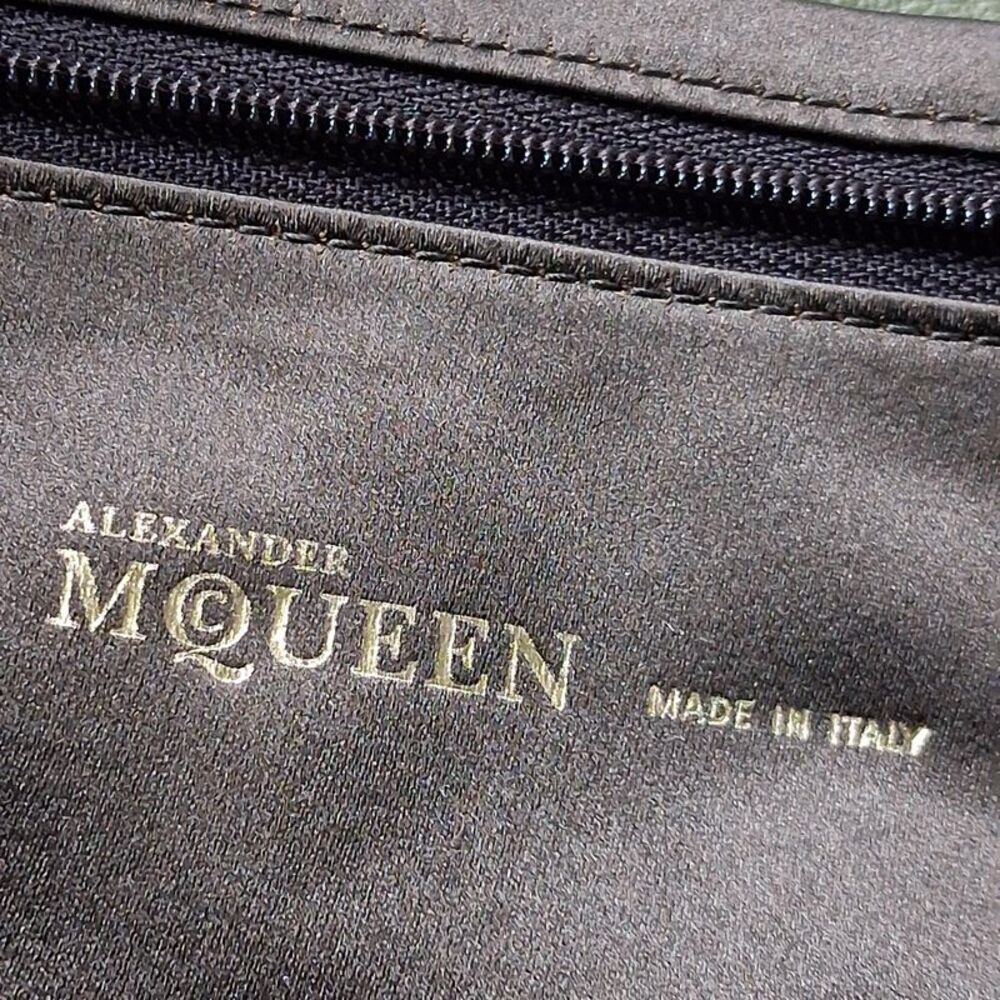 Alexander Mcqueen Embellished Flap Clutch Bag in Olive Leather - Picture 6 of 9
